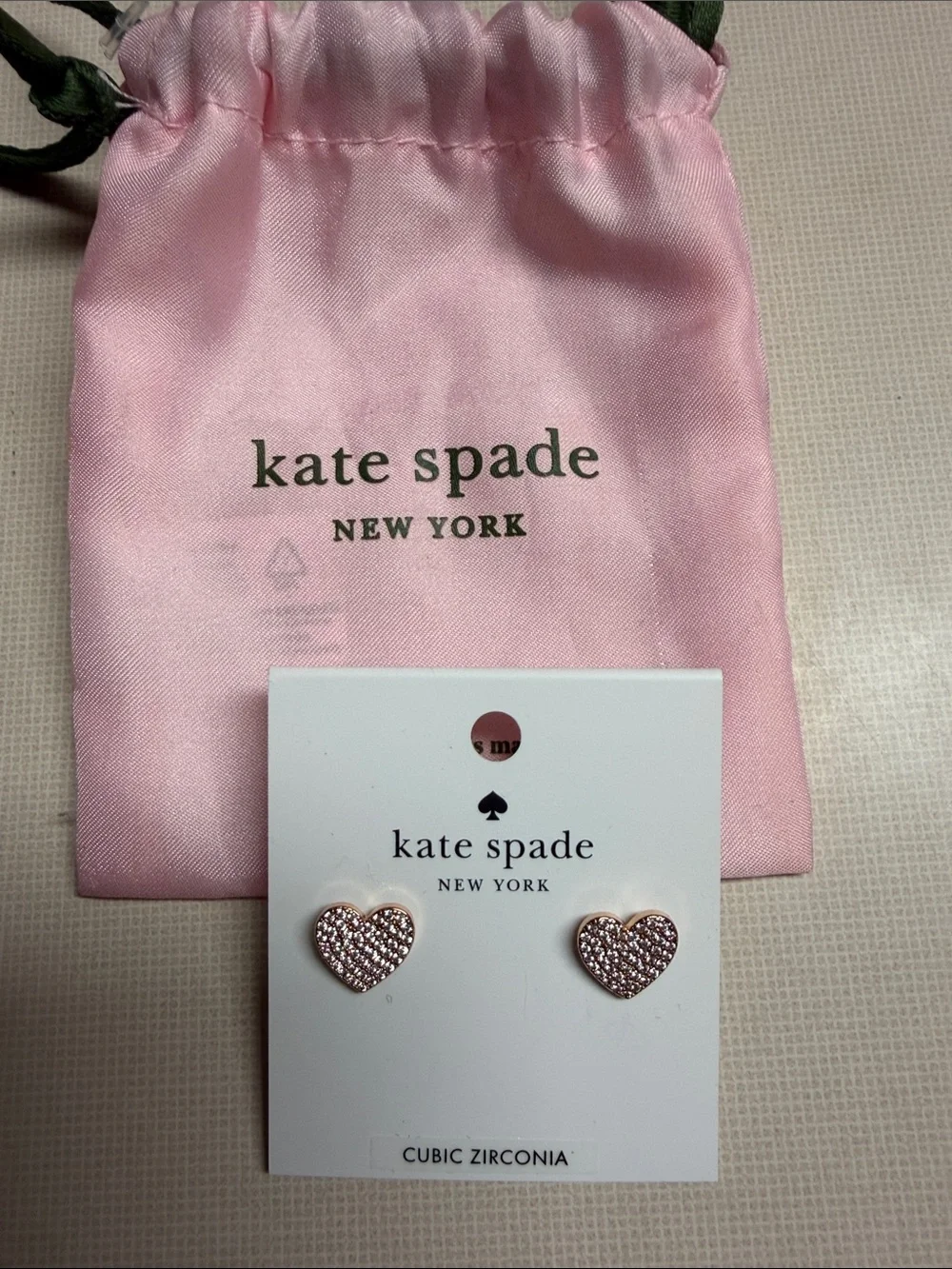 kate spade rose gold Yours Truly Pave Heart Stud Earrings